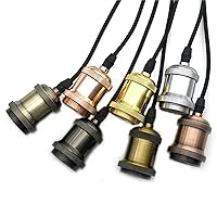 Vintage Pendant Lights E27 Lamp Holder Socket 110V 220V Switch Screw Fitting E27 Lamp Bases Retro Lamp Holder 1Pcs (Color : Silver, Size : E27)