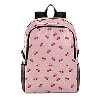 ALAZA Cute Red Cherry and Green Leaf with White Polka Dot Packable Travel Camping Backpack Daypack