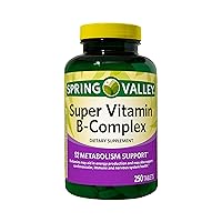 Augu Spring Valley Super Vitamin B-Complex, Metabolism Support, Tablets Dietary Supplement, 250 Count