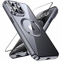 JUESHITUO Magnetic Glossy Titanium for iPhone 15 Pro Max Case with Full Camera Protection [Perfect Match for MagSafe] [No.1 Strong N56 Magnets] for Magsafe Slim Women Girls Men Phone Case (6.7