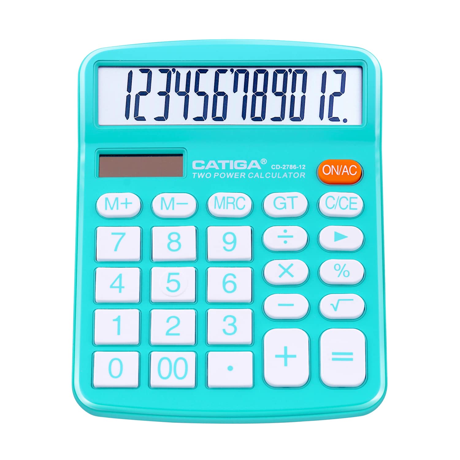 Desktop Calculator 12 Digit with Large LCD Display and Sensitive Button, Solar and Battery Dual Power, Standard Function for Office, Home, School, CD-2786 (Light Blue)