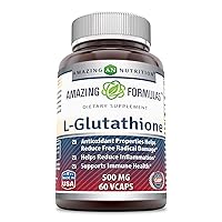 Amazing Formulas Reduced L-Glutathione 500 Mg, 60 Veggie Capsules (Non-GMO,Gluten Free) - Antioxidant Properties Helps Reduce Free Radical Damage - Helps Reduce Inflammation - Supports Immune Health.