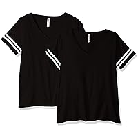 AquaGuard Women's Plus Size Curvy Football Premium Jersey T-Shirt-2 Pack, Black/White, 26-28