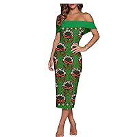 African Print Dresses for Women Bodycon Dress High Waist Off Shoulder Pure Cotton Wax Batik Midi Dress