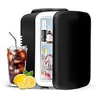 4L Mini Fridge 6 Can Portable Cooler & Warmer Compact Refrigerators for Food, Drinks, Office Desk, Black