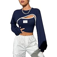 Milumia Women's Super Crop Sweatshirts with Cami Crop Tank Tops Set Trendy Fall Shirts 2 Pieces