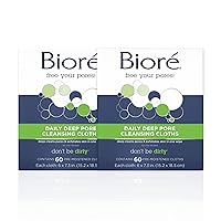 Daily Make Up Removing Cloths, Facial Cleansing Wipes with Dirt-grabbing Fibers for Deep Pore Cleansing without Oily Residue, 60 Count (Pack of 2)