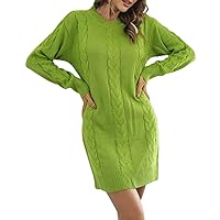 Summer Dresses for Women 2023 Ladies Round Neck Long Sleeve Dress Solid Color Bottoming Knit Fashion Dress