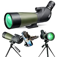 Gosky 20-60x60 HD Spotting Scope with Tripod, Carrying Bag and Scope Phone Adapter - BAK4 45 Degree Angled Spotter Scope Bird Watching Wildlife Scenery