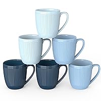 Coffee Mugs Set of 6, 16 Oz Coffee Mugs, Porcelain Mugs, Large and Easy to Grip Mug Sets, Embossed Coffee Cup Set for Coffee, Multicolor-10