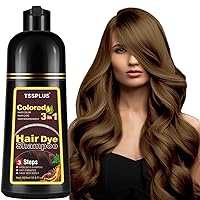 TSSPLUS 500ml Hair Coloring Shampoo Organic Natural Hair Dye Plant Essence Black Hair Color Dye Shampoo for Women Men Cover Gray White Hair, Instant Hair Colouring (Light Brown)