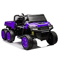 24V 2 Seater 6 Wheels XXL Ride On Car for Kids, Ride On 4WD UTV with EVA Tires, Bluetooth, Remote Control, Ride On Car with Dump Bed, 5-Point Safety Harness, Ride On Toys for Boys Girls (Purple)