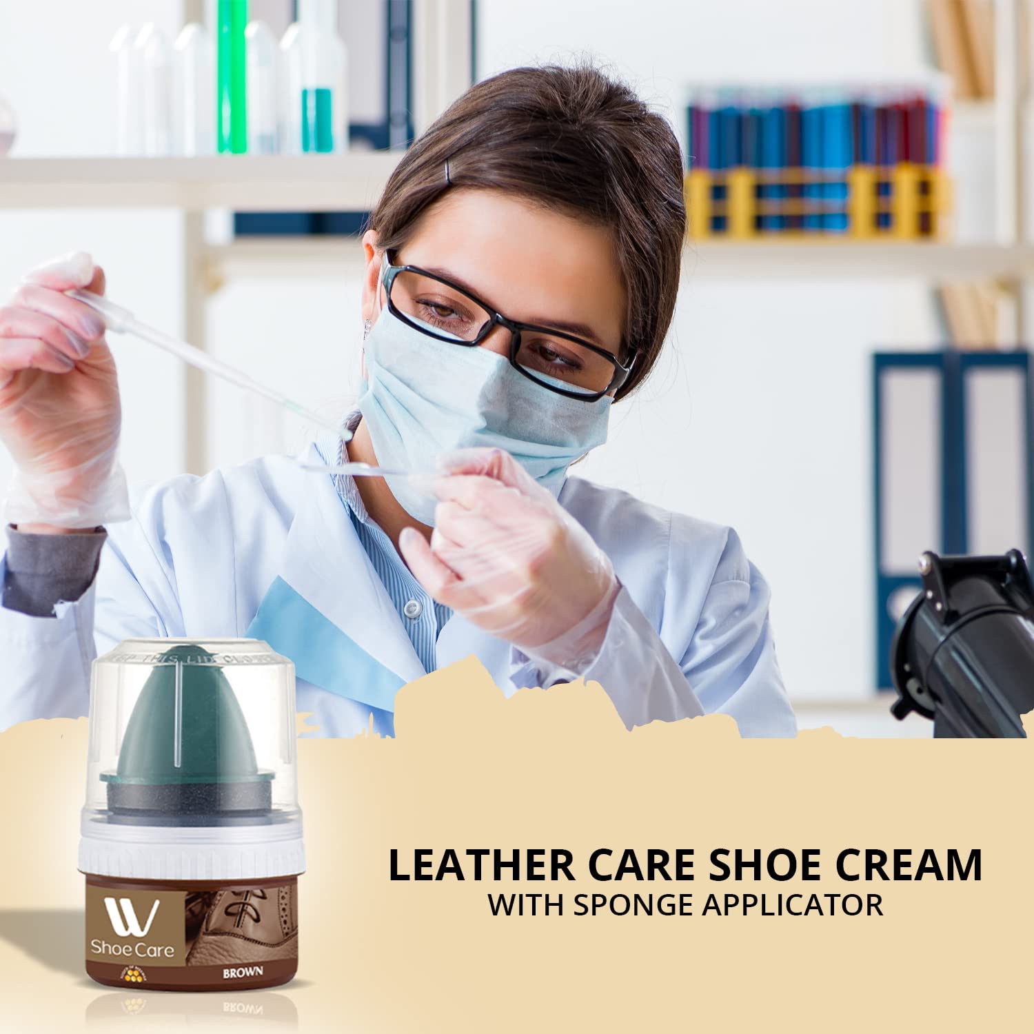 W Shoe Care Shoe Cream with Sponge Applicator, Protects Leather from Scuffs and Scratches, Best for All Kind of Leather Surfaces, Professional Shine with Black, Brown & Neutral