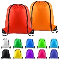 12 Pieces Drawstring Backpack Bulk 12 Colors DIY Drawstring Bags Nylon Draw String Sport Bag Tote Sackpack Sports Bag for Boys Girls Women Men Gym Sport Trip