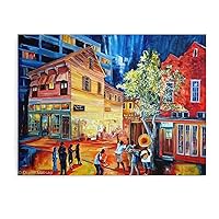 Frenchmen Street New Orleans Canvas Wall Art Print, Music Artwork Wall Art Paintings Canvas Wall Decor Home Decor Living Room Decor Aesthetic Prints 8x10inch(20x26cm) Unframe-style