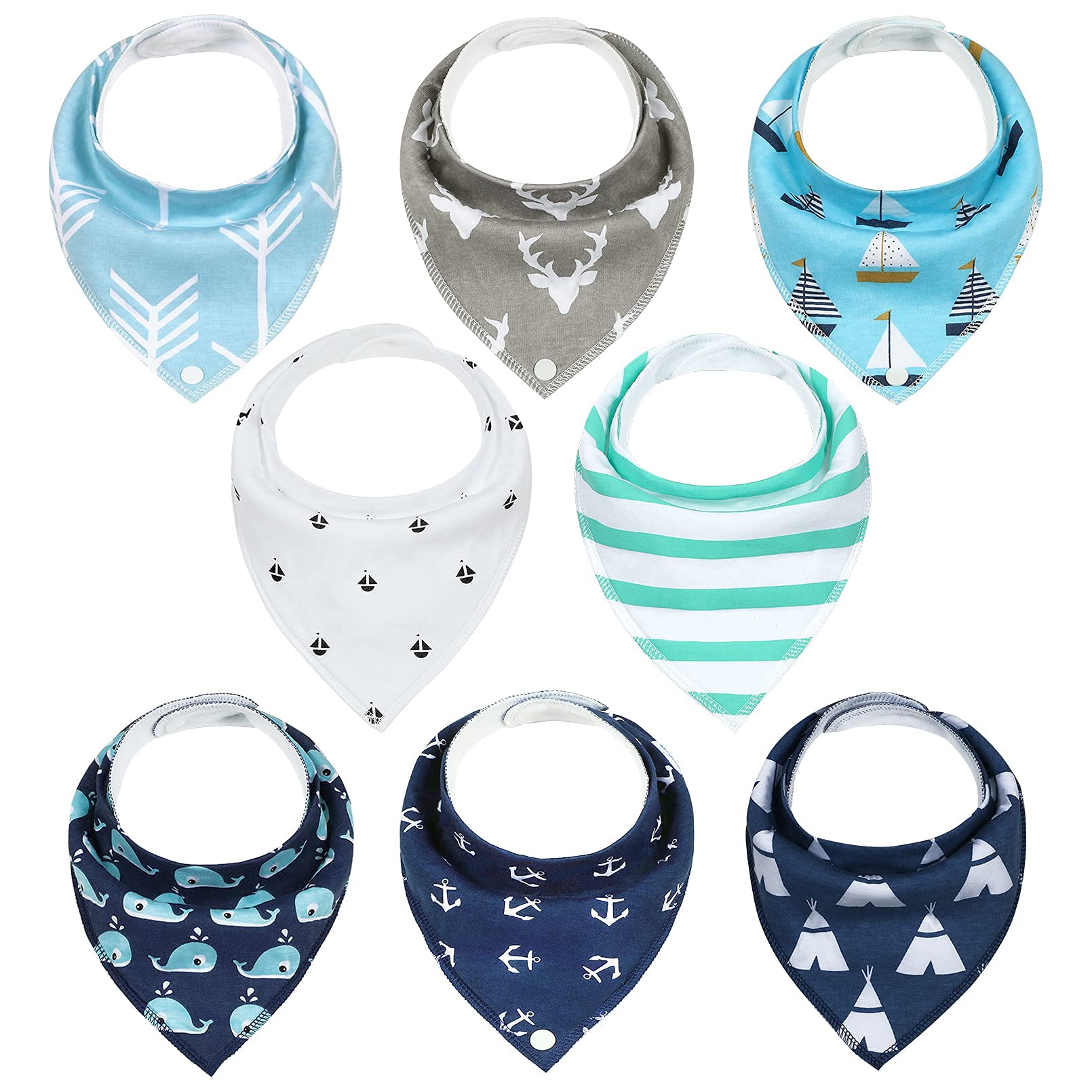 Yoofoss Baby Bibs 8 Pack Baby Bandana Drool Bibs Soft and Breathable for Boys and Girls