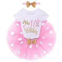 IMEKIS Baby Girls 1st Birthday Outfit Polka Dots ONE Romper Tutu Skirt Mouse Ears Headband Cake Smash Costume for Photo Shoot