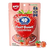 Amos 4D Gummy Candy Strawberry Burst, Easter Candy Basket Stuffers, Gluten Free Snacks, 2.29oz Bag (Pack of 6)