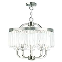 Livex Lighting 50545-91 Transitional Five Light Chandelier/Ceiling Mount from Ashton Collection in Pwt, Nckl, B/S, Slvr. Finish, Brushed Nickel