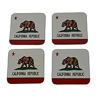 Rogue River Tactical California State Flag Drink Coaster Set Gift for Californians Home Kitchen Bar Barware