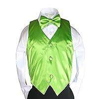 23 Color 2pc Boys Formal Satin Vest and Bow Tie Sets from 8 to 20 Years