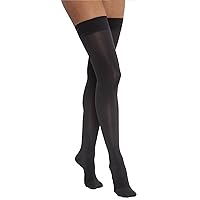 JOBST Opaque Thigh High with Silicone Dot Top Band, 15-20 mmHg Compression Stockings, Closed Toe, Large, Anthracite