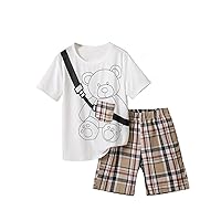 COZYEASE Boy's 2 Piece Outfits Paisley Print Short Sleeve T Shirts and Short Set Bobo Summer Outfits