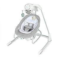 Ingenuity InLighten 2-in-1 Soothing Baby Swing & Rocker - Vibrating Swivel Infant Seat, Soothing Sounds, Lights - Remy