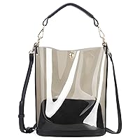 KOOIJNKO Semi-Clear Handbags, Jelly Transparent Clear Beach Shoulder Bag, 2 in 1 Bag