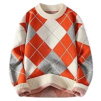 Winter Argyle Sweater Men Korean Streetwear Thick Warm Mens Sweaters Casual Male Christmas Pullovers