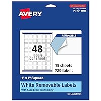 Avery Matte White Removable Square Labels with Sure Feed Technology, Print-to-The-Edge, 1