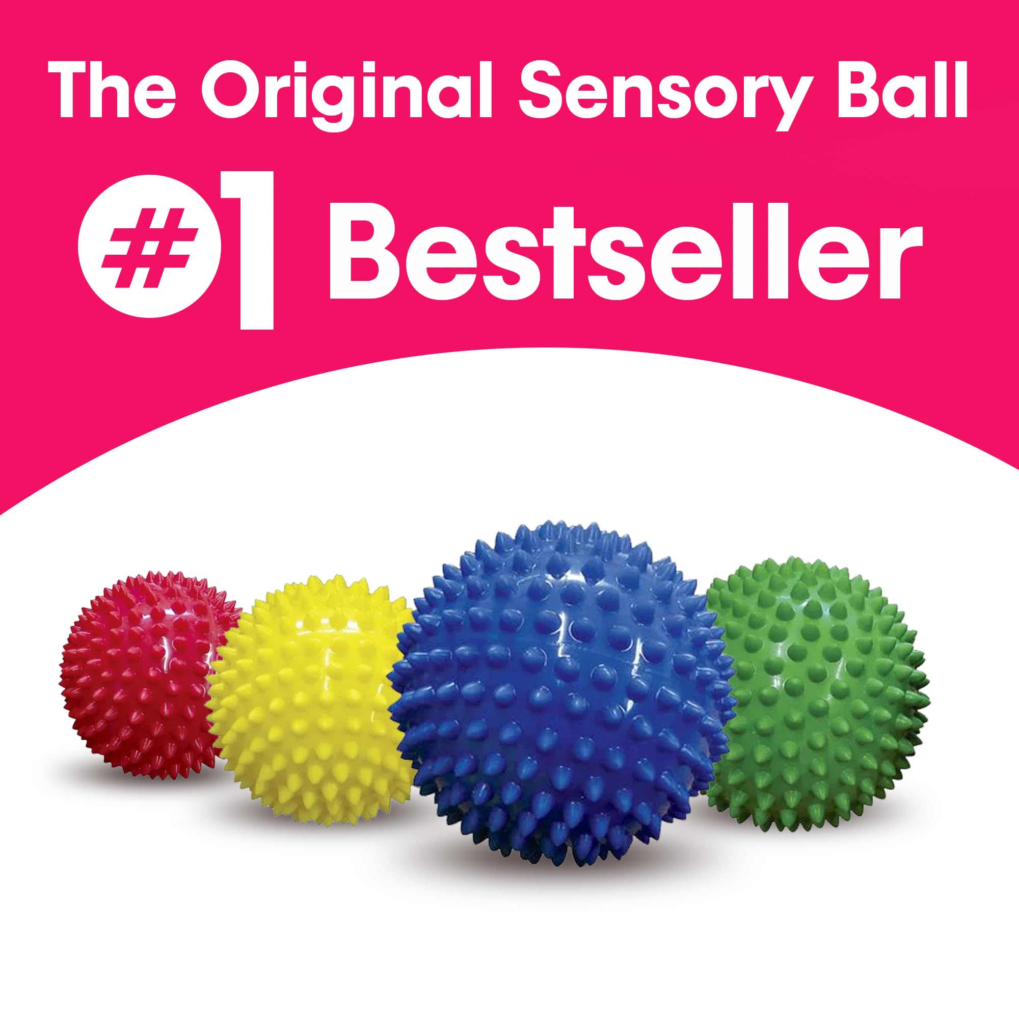 Edushape The Original Sensory Balls for Baby - 4” Solid Color Baby Balls That Help Enhance Gross Motor Skills for Kids Aged 6 Months and Up - Pack of 4 Vibrant and Unique Toddler Ball for Baby