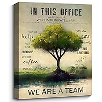 WOWGOOMO Rustic Motivational Office Picture Wall Decor Teamwork Positive Quotes Artwork Vintage Green Tree Painting Framed Inspirational Poster Prints for Home Office Wall Decoration Aesthetic 12