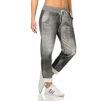 Casual trousers, lightweight summer trousers for women, comfortable sweatpants in jeans look