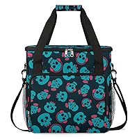 Day of the Dead Sugar Skull 21 Coffee Maker Carrying Bag Compatible with Single Serve Coffee Brewer Travel Bag Waterproof Portable Storage Toto Bag with Pockets for Travel, Camp, Trip