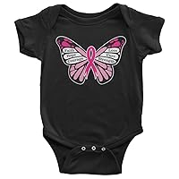 Threadrock Baby Girls' Breast Cancer Awareness Butterfly Infant Bodysuit