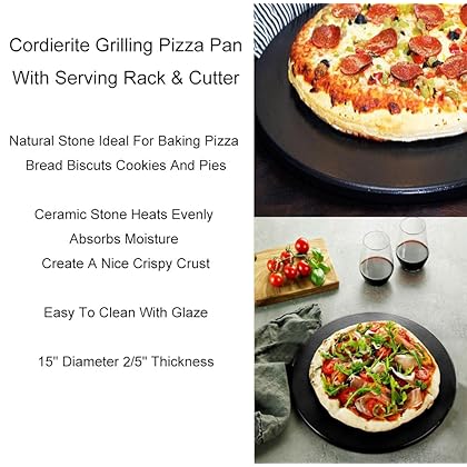 GOVOG Pizza Stone for Oven Grill BBQ Baking Stone (150.4 inch, Glazed)