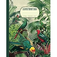 Composition Notebook – Matte Cover: Rainforest Parrots illustration/ 120 pages College Ruled Notebook, lined White Paper/ Eye-Catching Notebook Gift Idea for all ages.