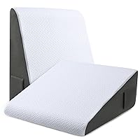 ROCYJULIN Bed Wedge Pillow for Sleeping, 10 Inch Memory Foam Incline Wedge Pillow, Triangle Elevated Wedge Pillow for After Surgery, Acid Reflux and Snoring, Black & White