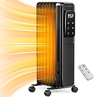 Kismile Radiator Heater,1500W Electric Portable Space Oil Filled Heater with LCD Display,4 Modes,Remote Control,Overheat & Tip-Over Protection,Digital Thermostat,24H Timer,Large Space for Indoor Use