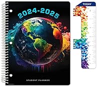 Global Datebooks Dated Middle School or High School Student Planner for Academic Year 2024-2025 Includes Ruler/Bookmark and Planning Stickers (Block Style - 8.5