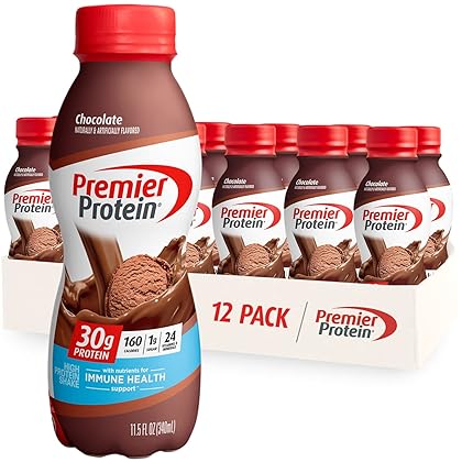 Premier Protein Shake, Chocolate, 30g Protein 1g Sugar 24 Vitamins Minerals Nutrients to Support Immune Health, 11.5 fl oz (Pack of 12)