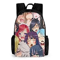 Anime Face Ahegao Laptop Backpack Lightweight Travel Shoulder Bag Casual Daypack for Men Women