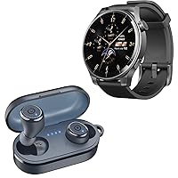 TOZO S5 Smartwatch (Answer/Make Calls) Sport Mode Fitness Watch, Black + T10mini Wireless Bluetooth in-Ear Headphones Blue