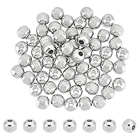 60 pcs Round with Corrugated Beads Spacer Beads 8 mm Stainless Steel Loose Beads Rondelle Beads Metal Spacer Beads Finding for DIY Bracelet Necklace Jewelry Making