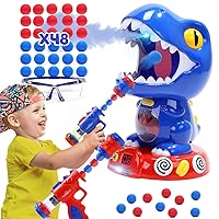 EagleStone Movable Dinosaur Toys for Kids 5-7, Spaying & Auto Scoring, Dino Shooting Target Game with 2 Pump Guns, 48 Foam Balls, Sound, Fun Gift for Boys & Girls, Party Favor