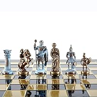 Greek Roman Army Large Chess Set - Blue&Copper - Blue Chess Board
