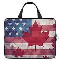 Vintage USA And Canada Flag Laptop Sleeve Bag Computer Carrying Case Briefcase Messenger Handle Bag Fits 10 Inch-17 Inch