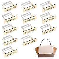 TXIN 12 Pieces Handmade Metal Labels with Shim Rectangle Alloy Tags Hand Made Printed Signs Label for DIY Crafts Sewing Items Purses Bags Shoes