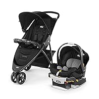 Chicco Viaro Quick-Fold Travel System, Includes Infant Car Seat and Base, Stroller and Car Seat Combo, Baby Travel Gear | Black/Black